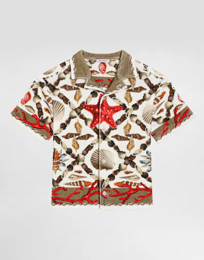 Dolce & Gabbana Shell-print Cotton Terry Shirt In Multi