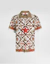 Dolce & Gabbana Camicia Hawaii In Drill Stampa Conchiglia Elasticizzato In Gray