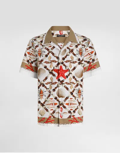 DOLCE & GABBANA SHELL-PRINT HAWAII POPLIN SHIRT