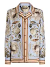 Dolce & Gabbana Shell-print Silk Twill Vanity Shirt In Blue