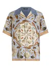 Dolce & Gabbana Silk And Cotton Denim Shirt In Blue