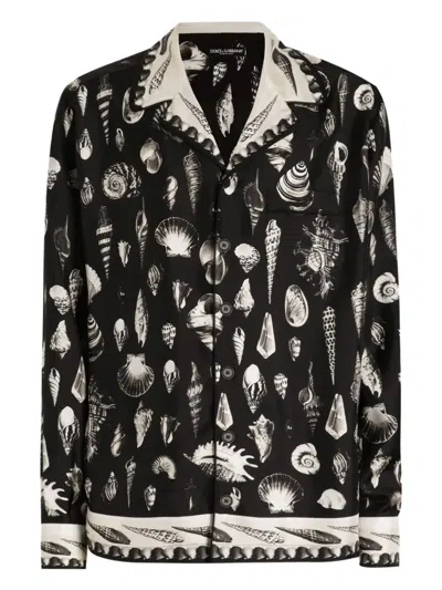 Dolce & Gabbana Shell-print Shirt In Black