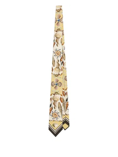 Dolce & Gabbana Shell-print Silk Tie In Yellow