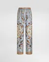 Dolce & Gabbana Shell-print Silk Twill Trousers In Gray