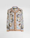 Dolce & Gabbana Shell-print Silk Twill Vanity Shirt In Blue