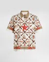 Dolce & Gabbana Camicia Hawaii In Drill Stampa Conchiglia Elasticizzato In Gray
