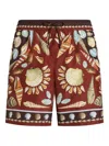 Dolce & Gabbana Boxer Da Mare Medio Stampa Conchiglie In Burgundy