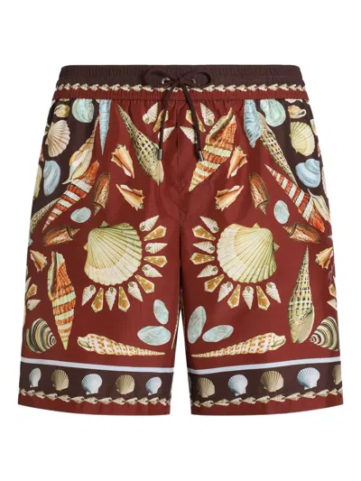 DOLCE & GABBANA SHELL-PRINT SWIM SHORTS