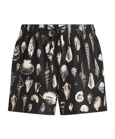 Dolce & Gabbana Shell-print Swim Shorts In Black