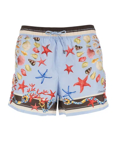 DOLCE & GABBANA DOLCE  GABBANA SHELL-PRINT SHORT SWIM SHORTS