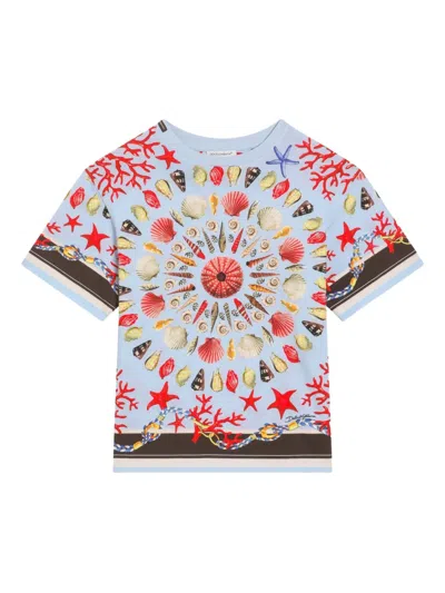 Dolce & Gabbana Kids' Shell-print T-shirt In White