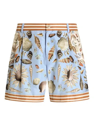 Dolce & Gabbana Shell-print Tailored Shorts In Blue