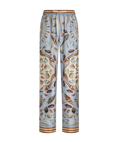 Dolce & Gabbana Shell-print Silk Twill Trousers In Gray