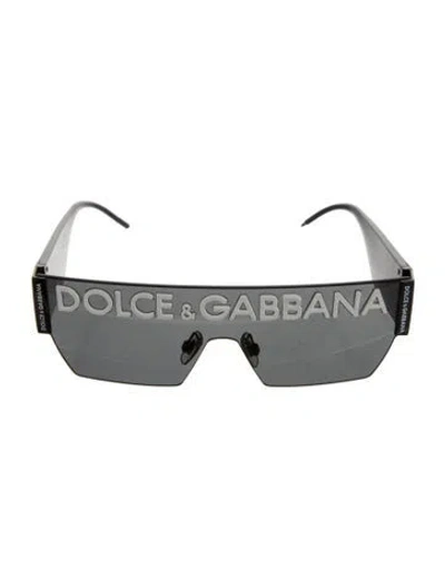 Pre-owned Dolce & Gabbana Shield Mirrored Sunglasses In Black