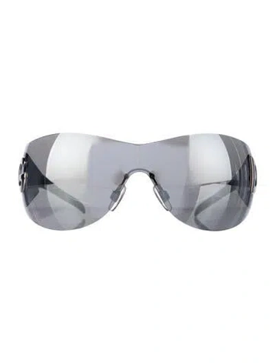 Pre-owned Dolce & Gabbana Shield Mirrored Sunglasses In Silver