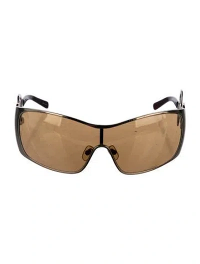 Pre-owned Dolce & Gabbana Shield Tinted Sunglasses In Brown
