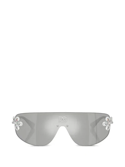 Dolce & Gabbana Shield-frame Sunglasses In Silver