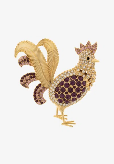 Dolce & Gabbana Shimmering Rooster Crystal-embellished Brooch In Multi