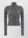 Dolce & Gabbana Ruched Sequin-embellished Lurex Turtleneck Blouse