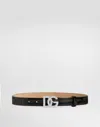 Dolce & Gabbana Shiny Calfskin Belt With Dg Logo In Black