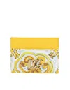 Dolce & Gabbana Majolica-print Leather Cardholder In Yellow