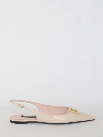Dolce & Gabbana Shiny Leather Ballerinas In Pink