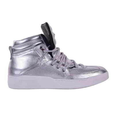 Pre-owned Dolce & Gabbana Shiny Nappa High-top Sneaker Shoes Benelux Silver Gray 05936