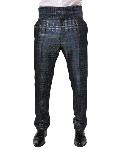 Dolce & Gabbana Shiny Jacquard Slim Fit Suit In Blue