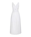 Dolce & Gabbana Abito Longuette Con Scollo A V In Georgette Di Seta In White