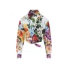Dolce & Gabbana Multicolor Cropped Shirt With Tie Closure On The Front And All-over Floral Print In Cotton Woman