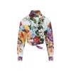 Dolce & Gabbana Multicolor Cropped Shirt With Tie Closure On The Front And All-over Floral Print In Cotton Woman In Multi