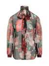 Dolce & Gabbana Shirt With Bow In Chiffon With Floral Print