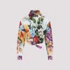 Dolce & Gabbana Multicolor Cropped Shirt With Tie Closure On The Front And All-over Floral Print In Multi