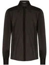 Dolce & Gabbana Silk Chiffon Shirt With Satin Details In Black