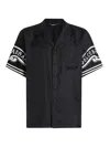 Dolce & Gabbana Black Shirt With Logo Print On The Sleeves In Silk Man In Black