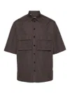 Dolce & Gabbana Poplin Hawaiian Shirt With Pockets In Brown