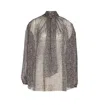 Dolce & Gabbana Dolce&gabbana Women Silk Chiffon Blouse With Chevron Print In Gray
