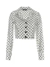 Dolce & Gabbana Dg Polka-dot Print Notch-collar Silk Twill Shirt In White