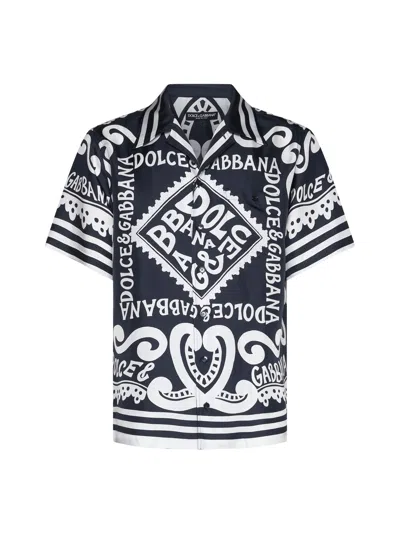 Dolce & Gabbana Shirt In Dg Marina F Blu