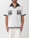 Dolce & Gabbana Short Sleeve Shirt With Contrast Collar And Graphic Print In White
