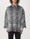 Dolce & Gabbana Grey Shirt With Leopard Print All-over And Logo Lettering In Silk Man In Rot