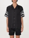 Dolce & Gabbana Black Shirt With Logo Print On The Sleeves In Silk Man In White