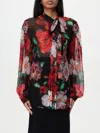 Dolce & Gabbana Shirt With Bow In Chiffon With Floral Print In Multicolor