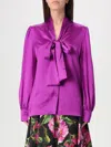 Dolce & Gabbana Pussy-bow Silk-chiffon Blouse In Violet