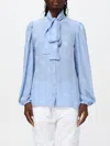 Dolce & Gabbana Pussy-bow Collar Semi-sheer Shirt In Violett