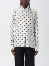 Dolce & Gabbana Polka Dot Silk Shirt With Elegant Button Closure And Stylish Tie Detail In Weiss
