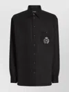 Dolce & Gabbana Cotton Tuxedo Shirt With Heraldic Patch In Black