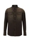 Dolce & Gabbana Shirt In Denim Brown Delave  In Green