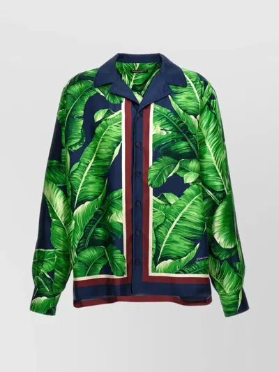 Dolce & Gabbana Banana-tree-print Silk Shirt In Multicolor