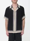 Dolce & Gabbana Men Hawaii Shirt With Logo And Striped Print In Black